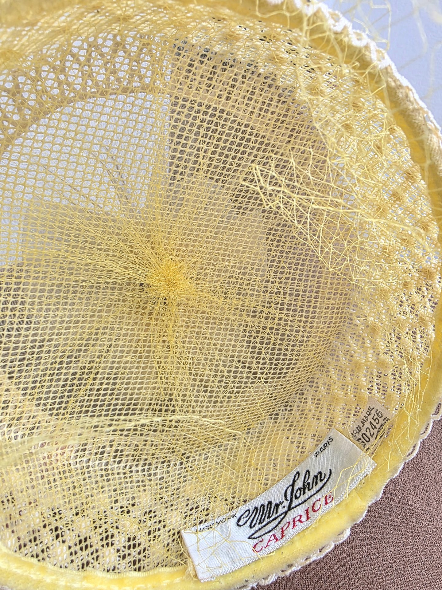 1960 Mr. John Capric pale yellow pill box hat