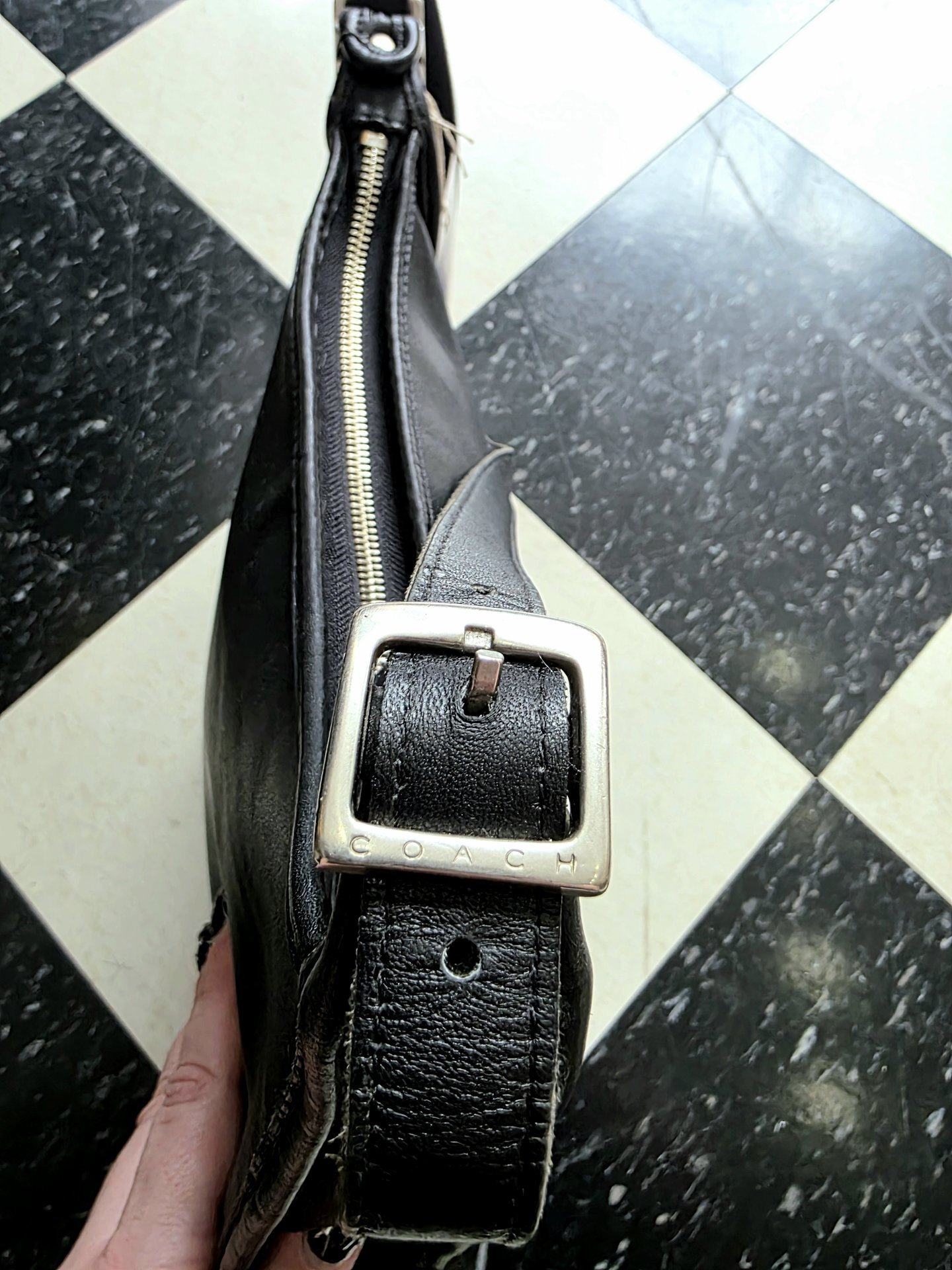 1999 COACH Andrea black leather shoulder bag