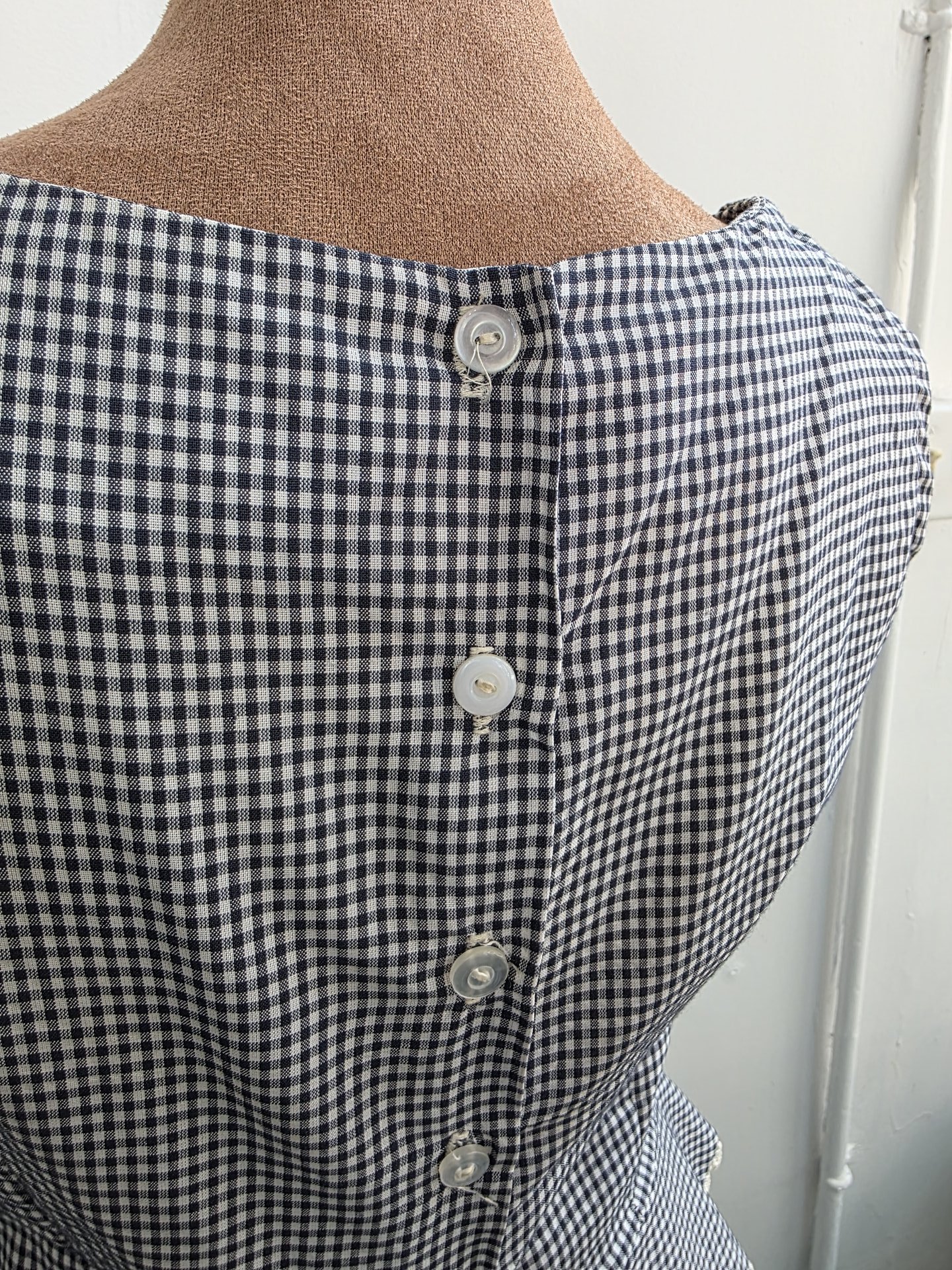 1940 gingham peplum blouse + pleated skirt set, size small