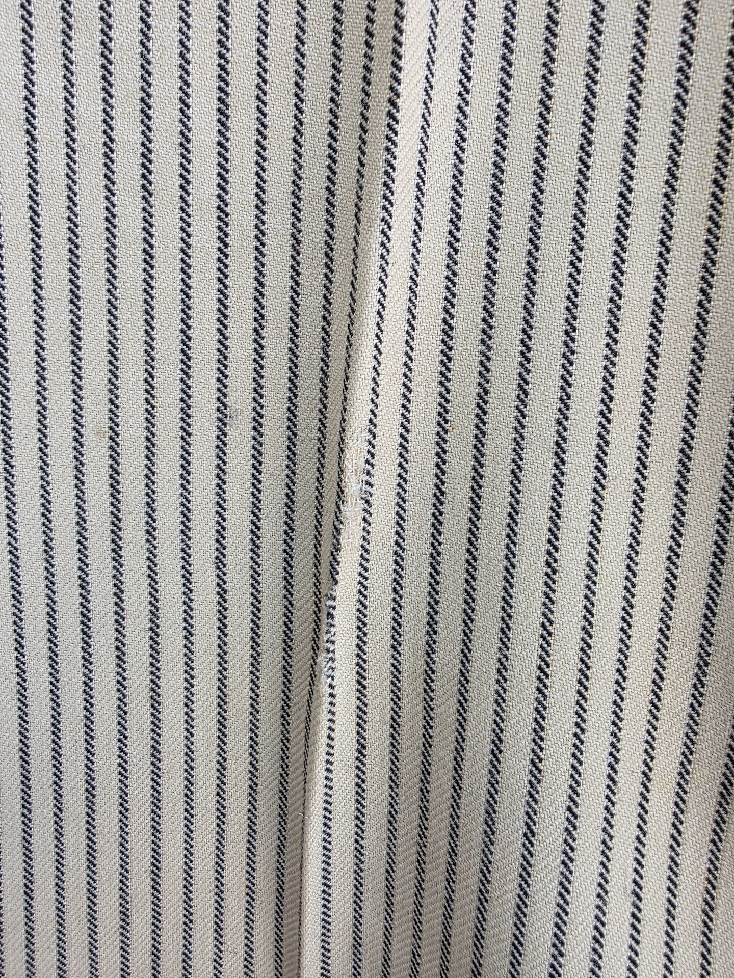 1920 pinstriped wool trouser pants with button fly, size 28 waist