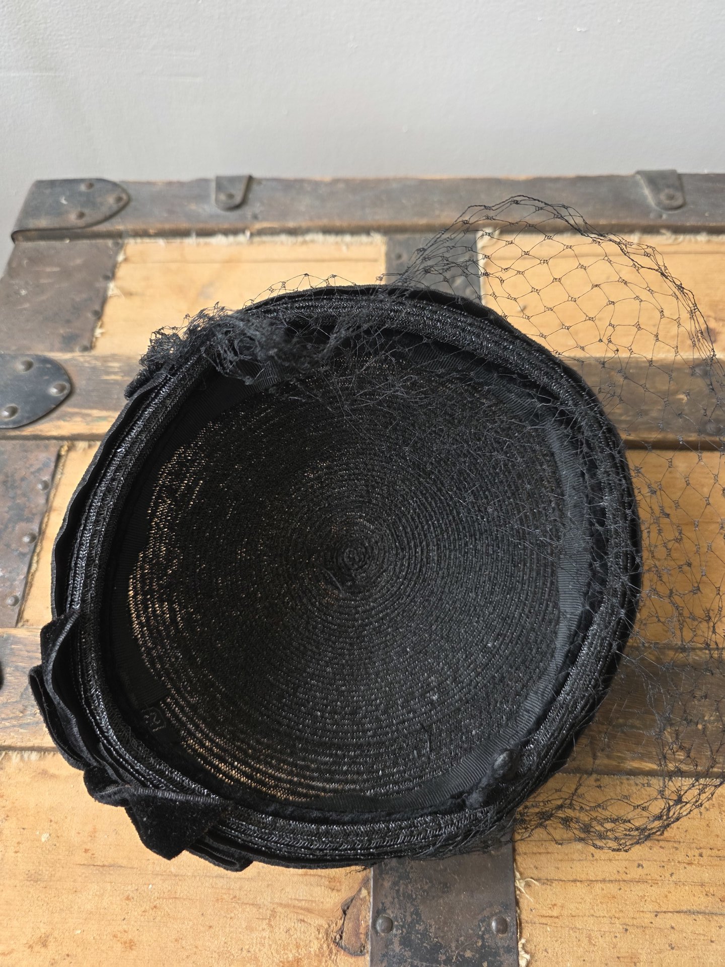 1940 black fascinator hat with netting
