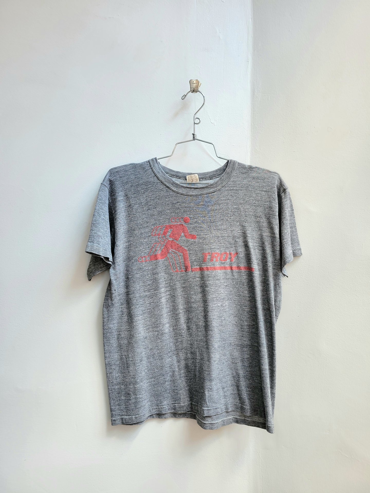 1970 Russell Athletic heathered grey tee shirt, size medium large