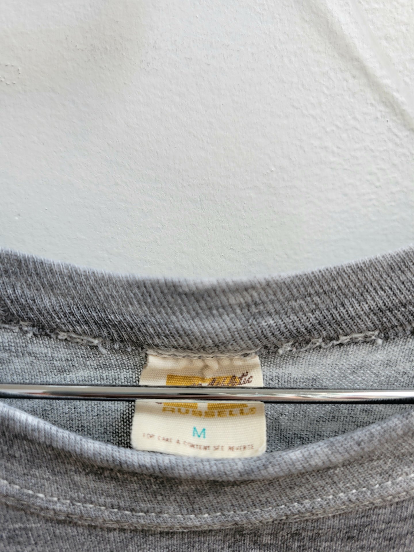 1970 Russell Athletic heathered grey tee shirt, size medium large