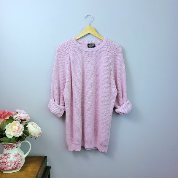 80's pastel pink sweater, XL