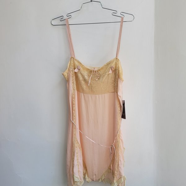 1920's light pink teddy lingerie romper, small