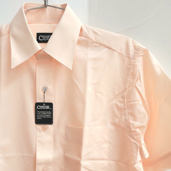 1970 Charter Member peach button up shirt, medium