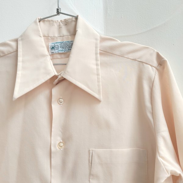 1970 Kmart beige button up shirt, medium