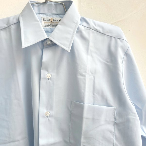 1970 Royal Knight blue button up shirt, medium
