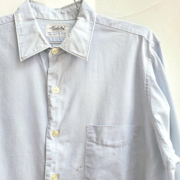 1960 Manhattan Air Force blue button up shirt, medium