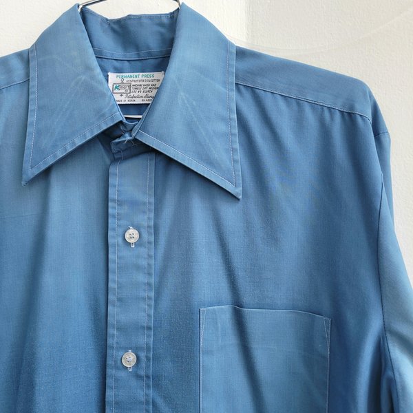 1970 Kmart blue button up shirt, medium