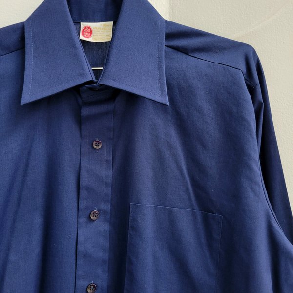1970 Kings Road dark blue button up shirt, medium