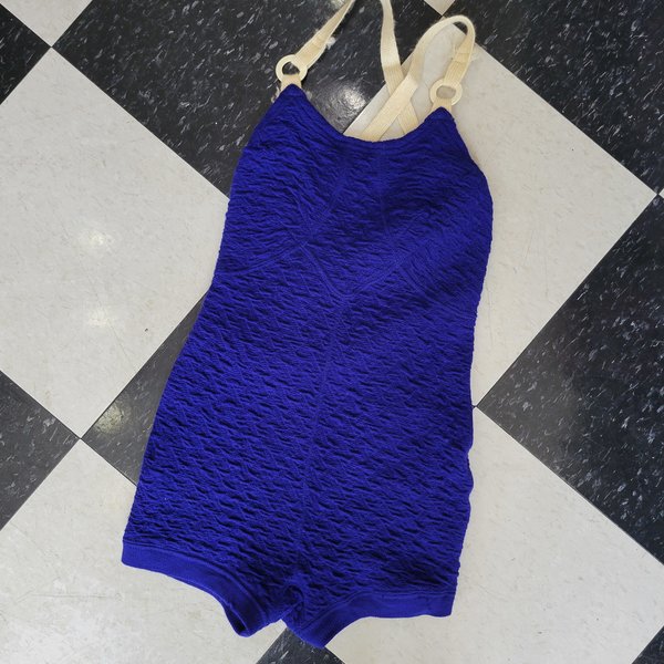 1930 Zephyr blue wool swim suit, small