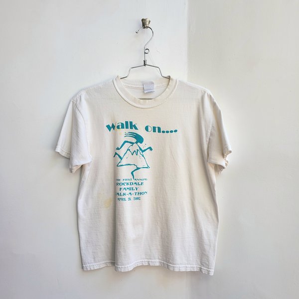 2002 Walk on Rockdale distressed white tee shirt, size medium