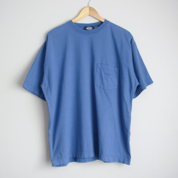 90's blue pocket tee shirt, men's size large