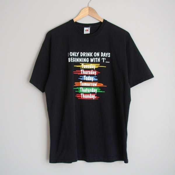 90's day drinking graphic tee shirt, men's size XL