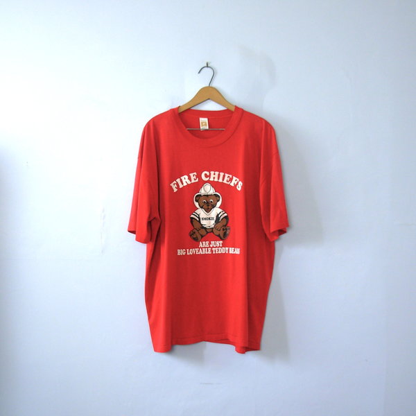 Vintage 90's graphic tee, Fire Chiefs are just Loveable Teddy Bears red shirt, size XXXL