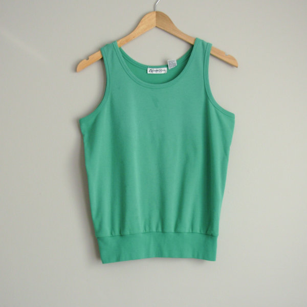 80's distressed teal tank top, women's size medium
