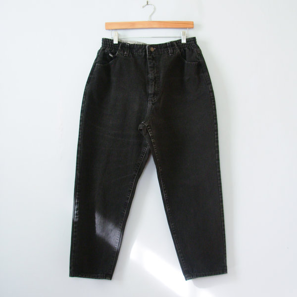 80's Lee high waisted black jeans with elastic waist, women's size 12 / 14