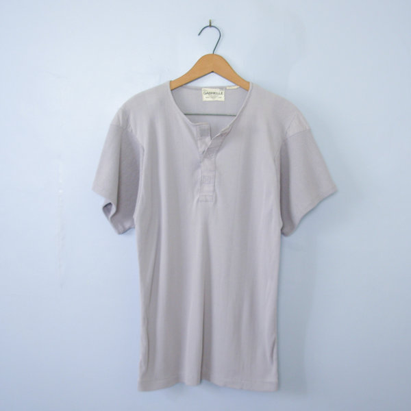 Vintage 80's grey henley tee shirt, men's size medium