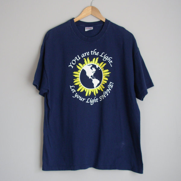 90's let your light shine graphic tee shirt, men's size XL