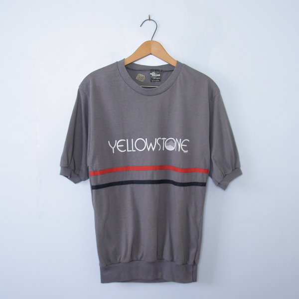 Vintage 80's grey Yellowstone ringer tee shirt, men's size XS