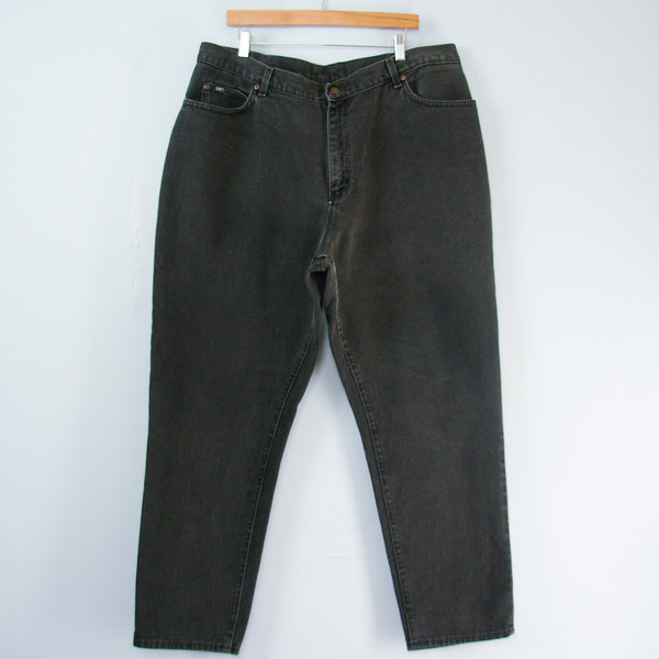 90's Lee black high waisted jeans with tapered leg, women's size 20 / 22