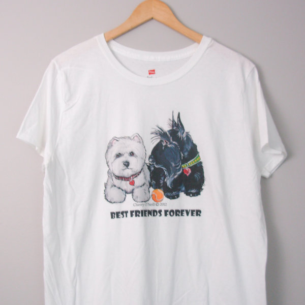 00's Best Friends Forever dog tee shirt, women's size large