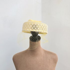 1960 Mr. John Capric pale yellow pill box hat